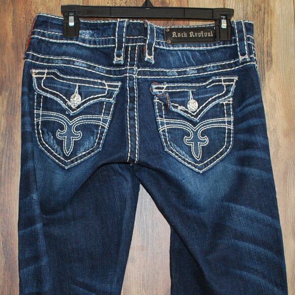 Rock Revival Eva Relaxed Boot Cut Jeans Women's 29 Blue Denim